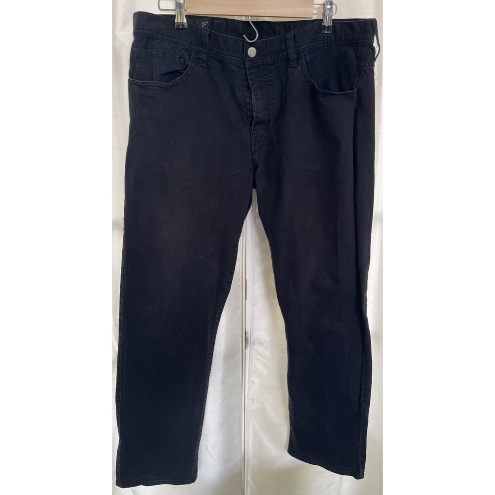 Armani Exchange Mens Straight Leg Jeans Size 38R Black 5 Pocket Silver Logo Y2K